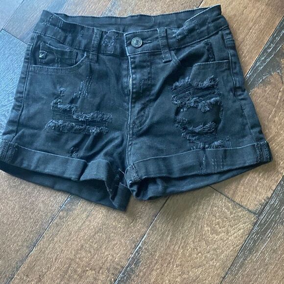 Kancan womens denim jean shorts size 1 or 24 destroyed black high rise summer be - Picture 1 of 7